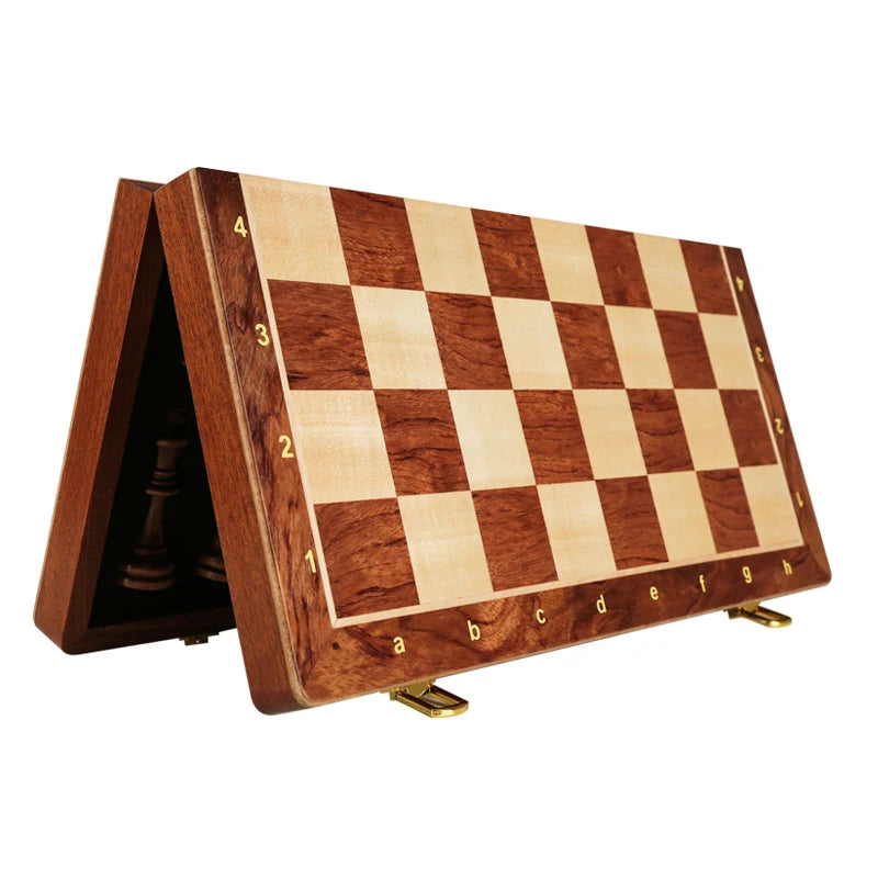 Chess Set Top Grade Wooden Folding Big Traditional Classic Handwork Solid Wood Pieces Walnut Chessboard Children Gift Board Game