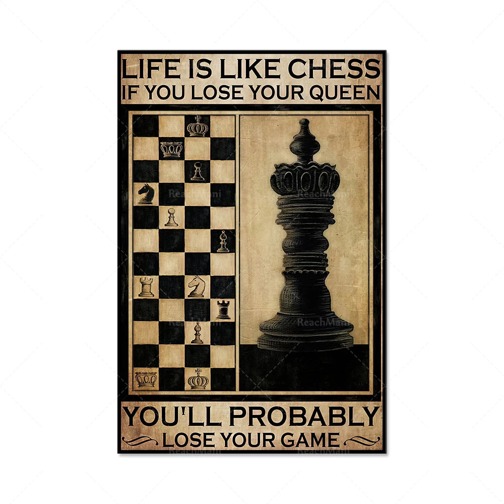 Life is like chess, if you lose the queen, you lose the game poster, chess queen print, king board game poster