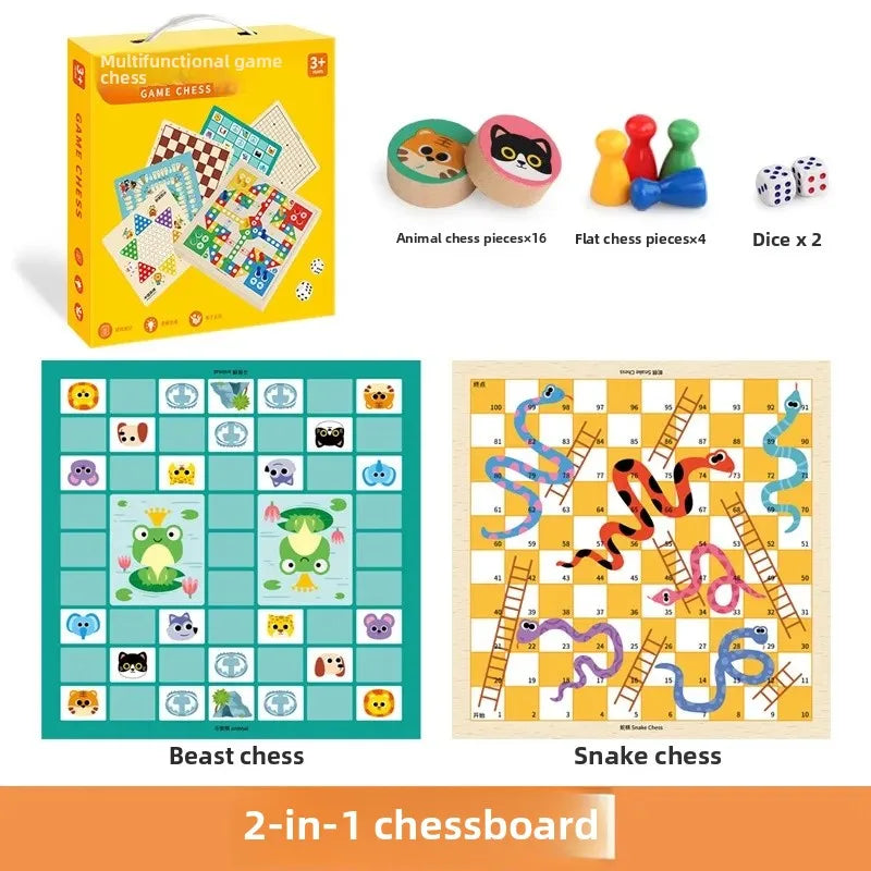 Wooden Chess Game Flying Checkers And Jumping Chess Two-In-One Interactive Parent-Child Tabletop Game Children's Educational Toy