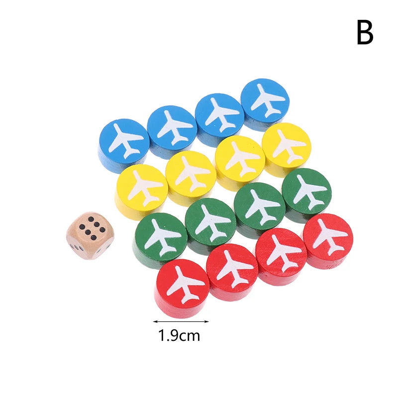 16 Chess Pieces + 1 Dice Flying Wooden Chess Pieces For Primary School Students Three-Dimensional Checkers For Games Accessories