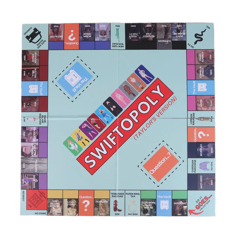 Board Game Set for Swifties Monopoly Board Game Fun Party Family Interactive Chess Games Swiftopoly Board Game for Taylor's Fans