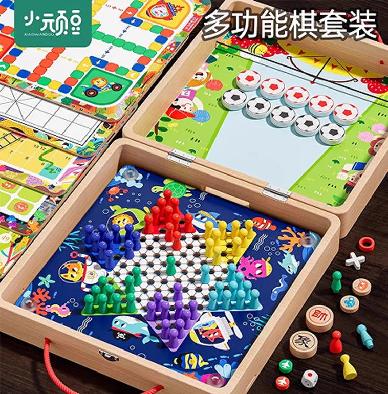 Wooden multi-functional chess board checkers flying chess Gozi chess multi-in-one board game parent-child interactive
