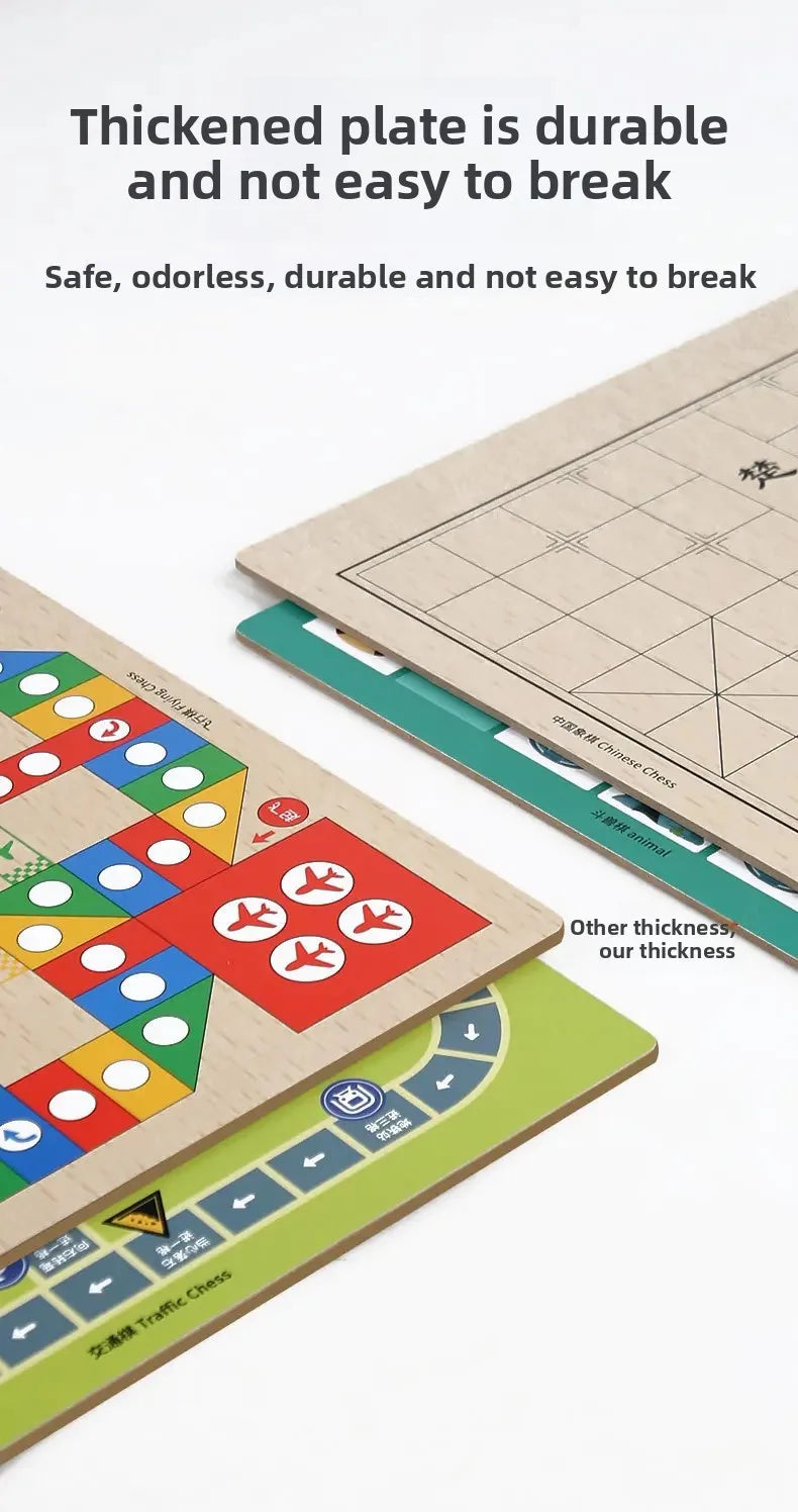 Wooden Chess Game Flying Checkers And Jumping Chess Two-In-One Interactive Parent-Child Tabletop Game Children's Educational Toy