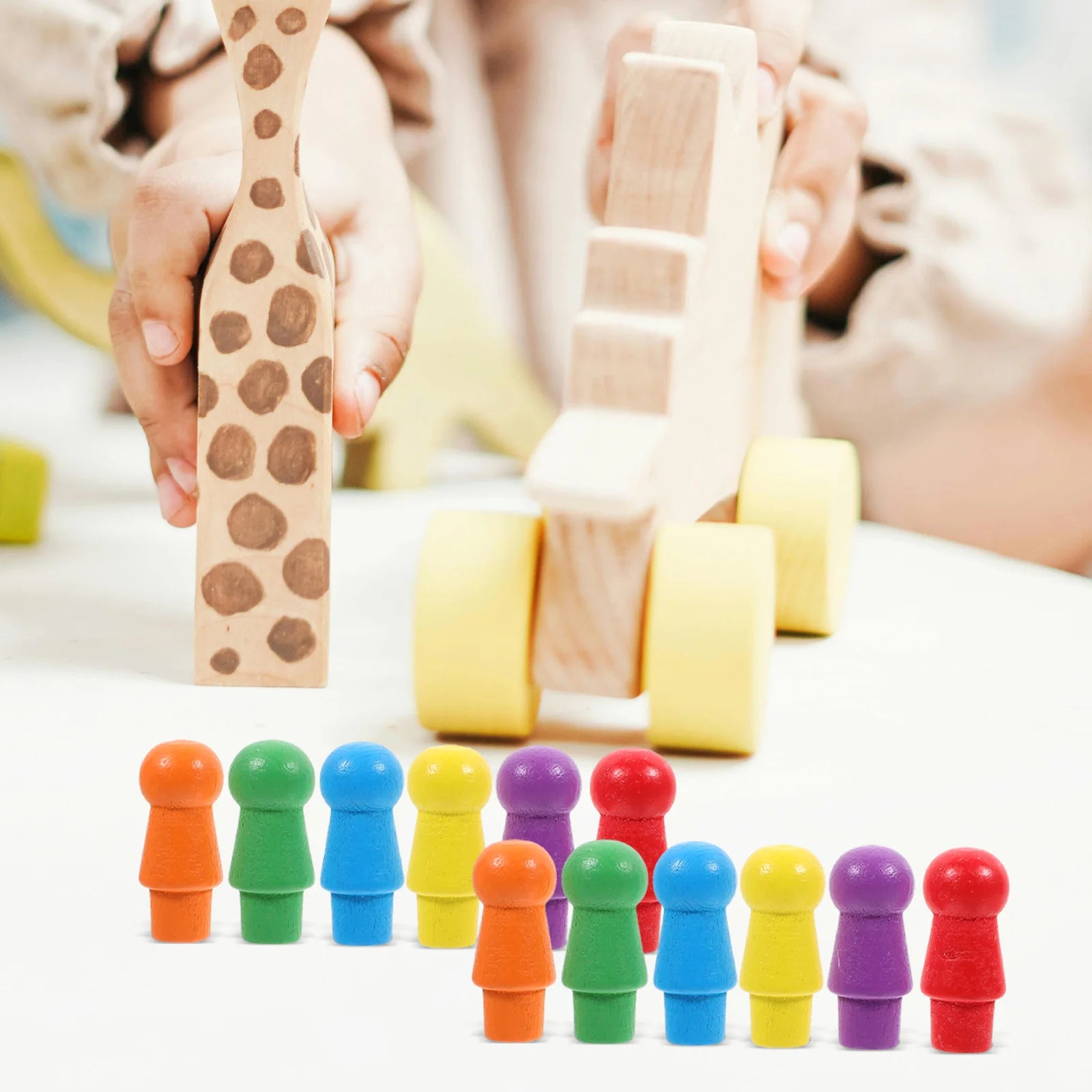 60Pcs Flying Chess Pieces Wooden Colorful Small Chess Pieces Educational Board Game Accessories Entertainment