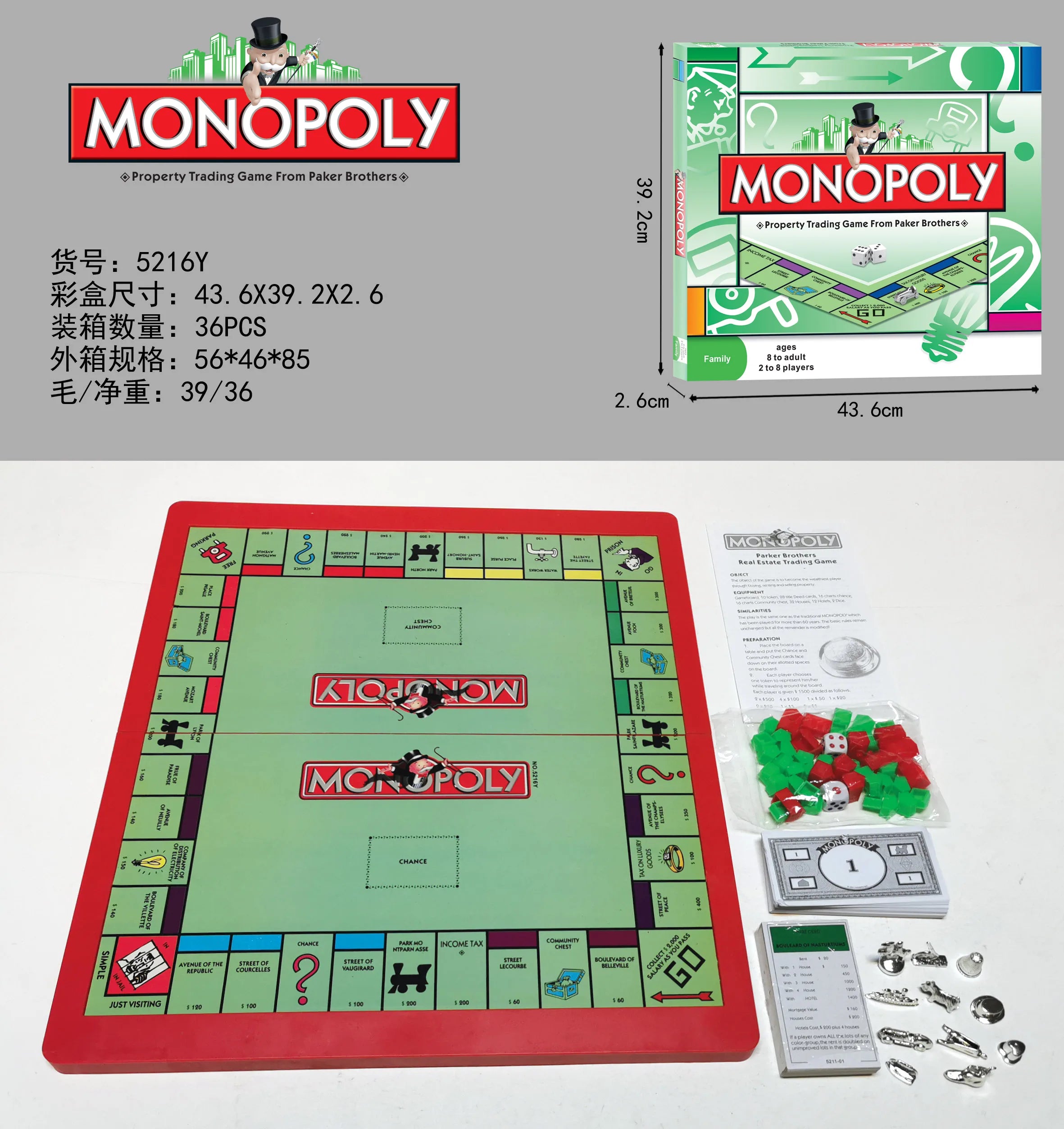 Hot selling English version of Monopoly World Tour board game cards