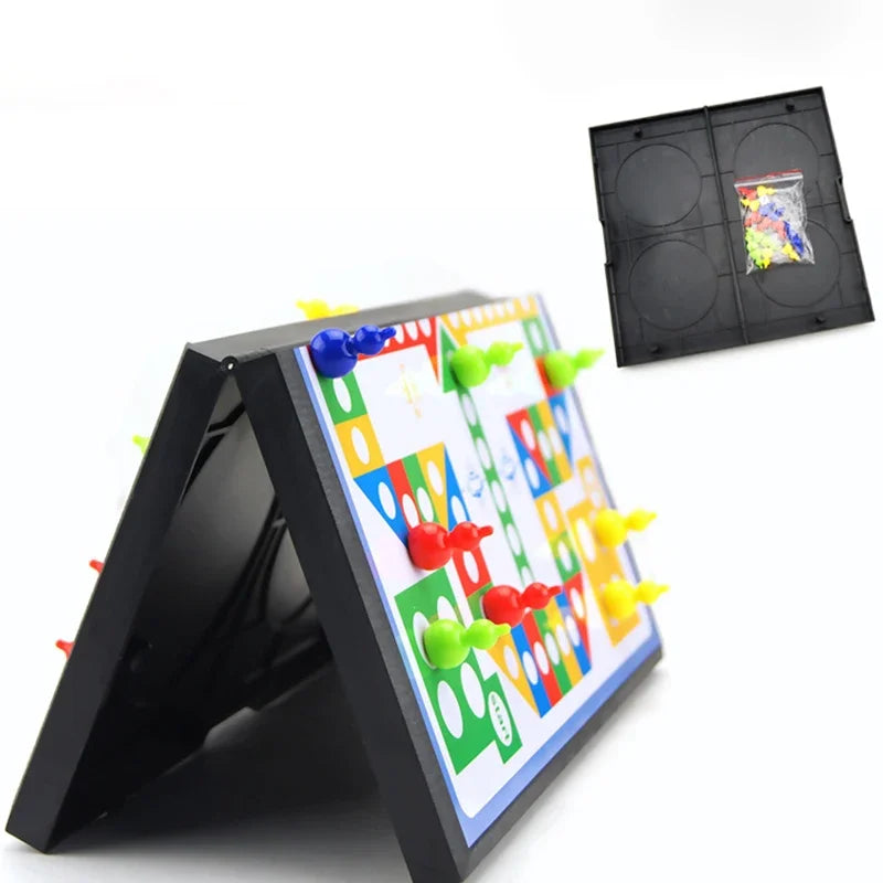 1Set Magnetic Foldable Flying Chess Crawling Mat Ludo Portable Board Game Camping Travel Game Set Aeroplane Chess