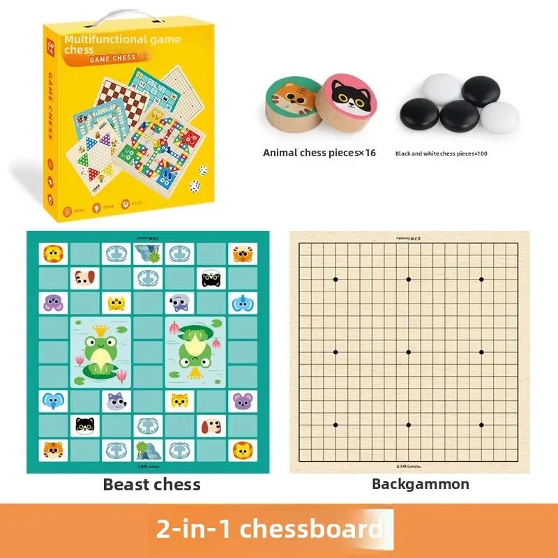 Wooden Chess Game Flying Checkers And Jumping Chess Two-In-One Interactive Parent-Child Tabletop Game Children's Educational Toy