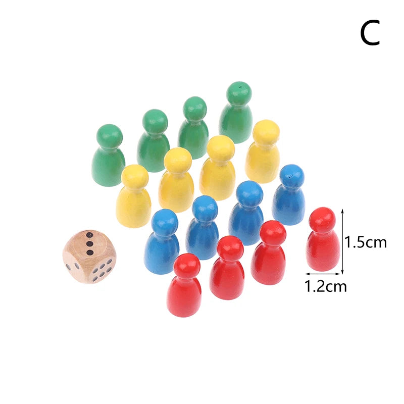 16 Chess Pieces + 1 Dice Flying Wooden Chess Pieces For Primary School Students Three-Dimensional Checkers For Games Accessories