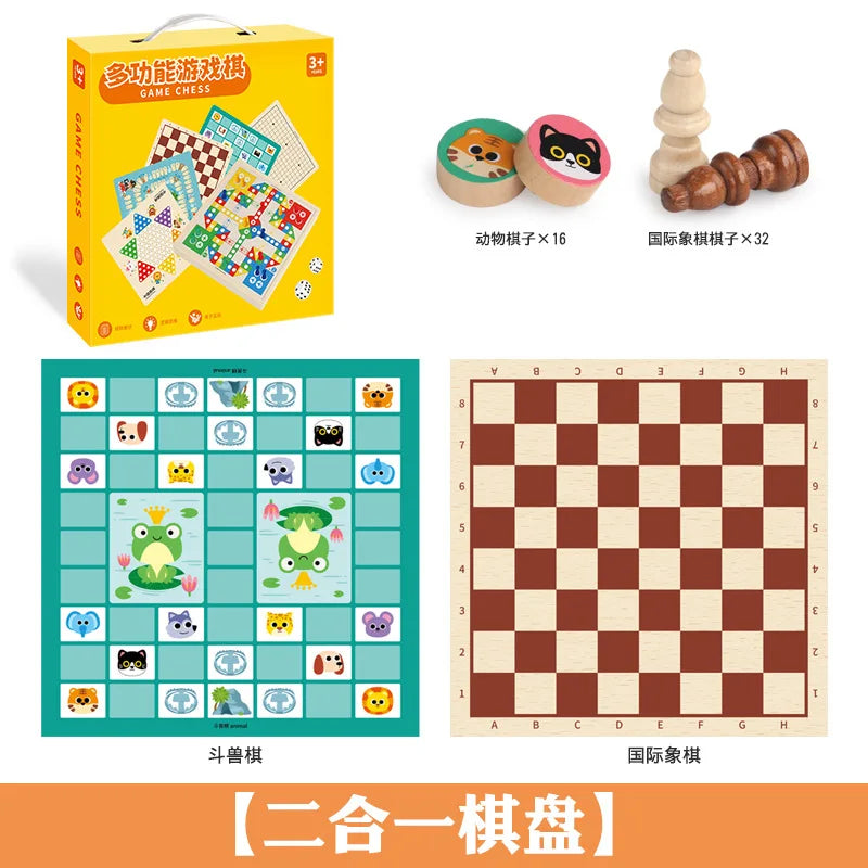 Wooden Chess Game Flying Checkers And Jumping Chess Two-In-One Interactive Parent-Child Tabletop Game Children's Educational Toy