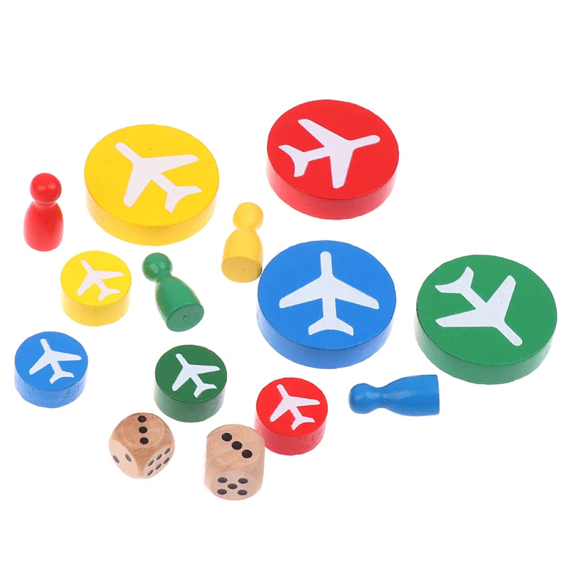 16 Chess Pieces + 1 Dice Flying Wooden Chess Pieces For Primary School Students Three-Dimensional Checkers For Games Accessories