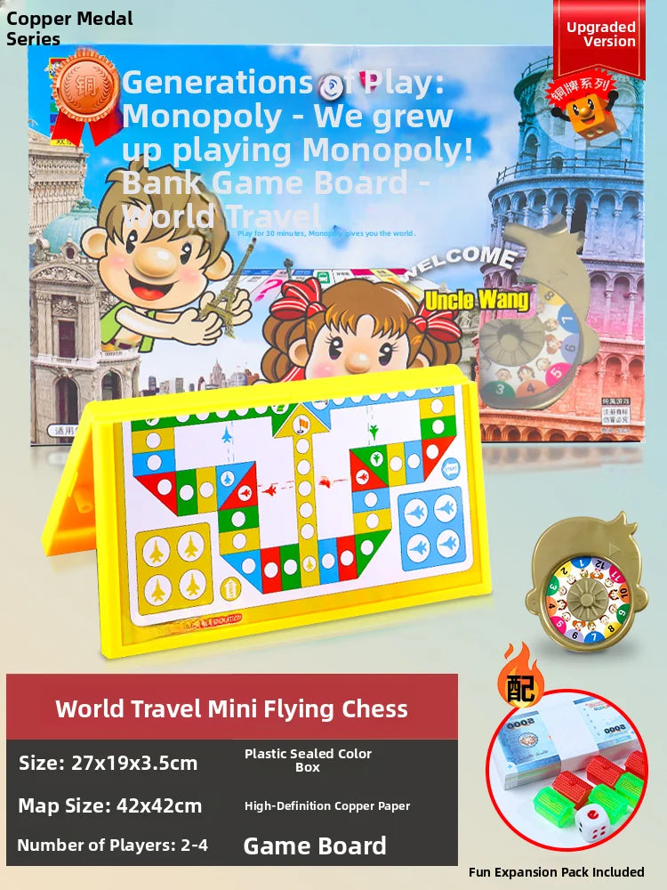 Monopoly Luxury Edition Classic Board Game World Tour for Adults Children's Gift Ideal for Fly Fun And Eonal Play