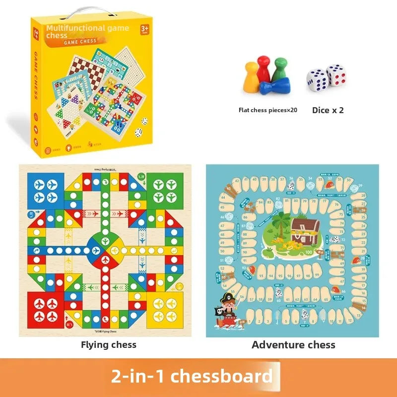Wooden Chess Game Flying Checkers And Jumping Chess Two-In-One Interactive Parent-Child Tabletop Game Children's Educational Toy