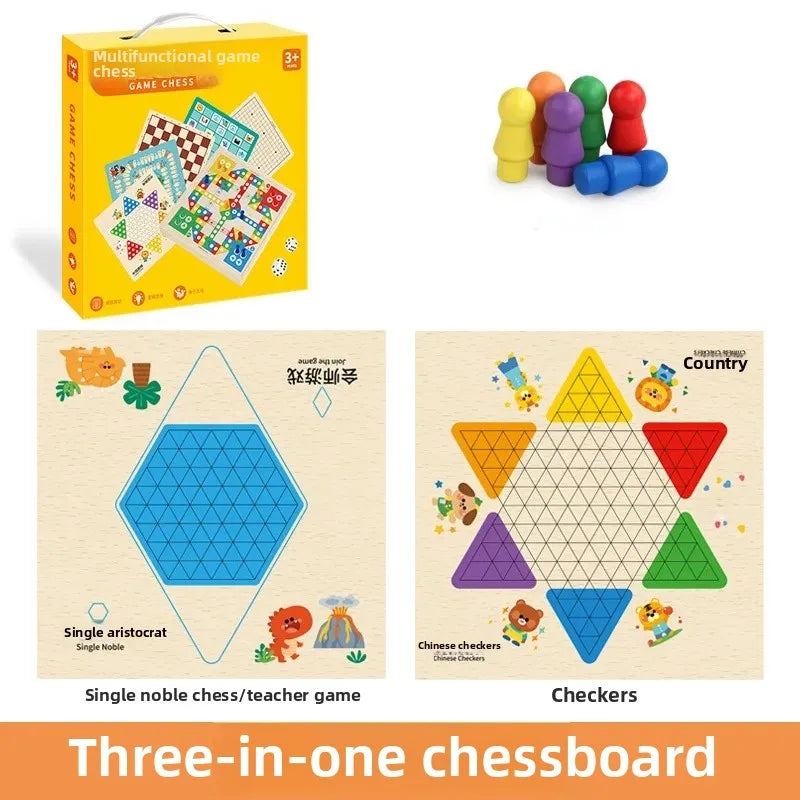 Wooden Chess Game Flying Checkers And Jumping Chess Two-In-One Interactive Parent-Child Tabletop Game Children's Educational Toy