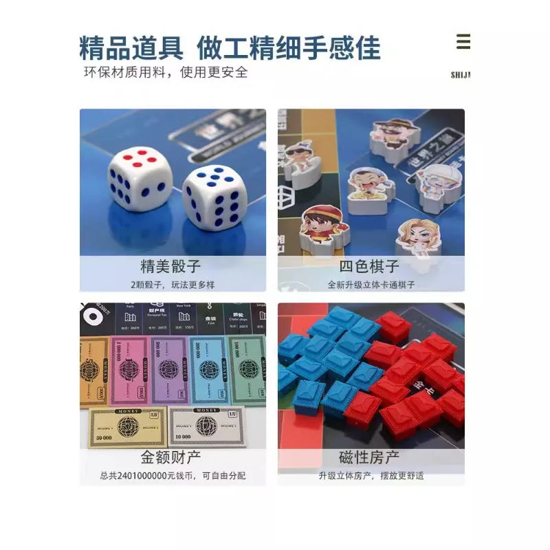 Rich Game Monopoly Kids Classic Deluxe Upgraded Super Large Adult Board Game Student Game World Tour