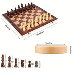 3 in 1 Foldable Wooden International Chess Set Portable Strategy Game Toy for Adults Educational Gift for Brain Training Fun