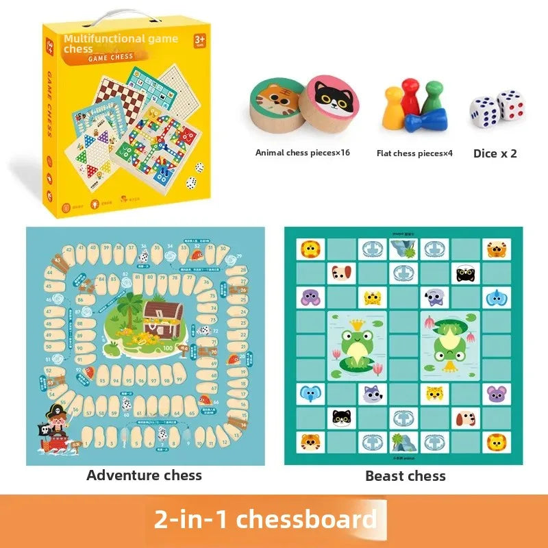 Wooden Chess Game Flying Checkers And Jumping Chess Two-In-One Interactive Parent-Child Tabletop Game Children's Educational Toy
