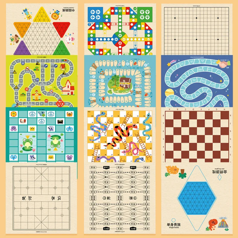 Wooden Multifunctional Board Game Chess, Flying Chess Adult Interactive Board Game Children's Puzzle Toys and Gifts