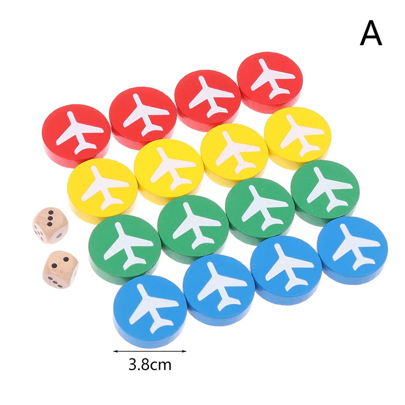 16 Chess Pieces + 1 Dice Flying Wooden Chess Pieces For Primary School Students Three-Dimensional Checkers For Games Accessories