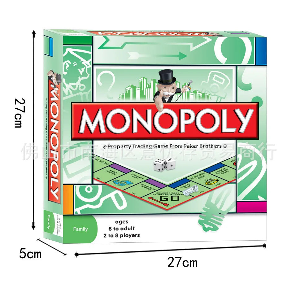 Hot selling English version of Monopoly World Tour board game cards