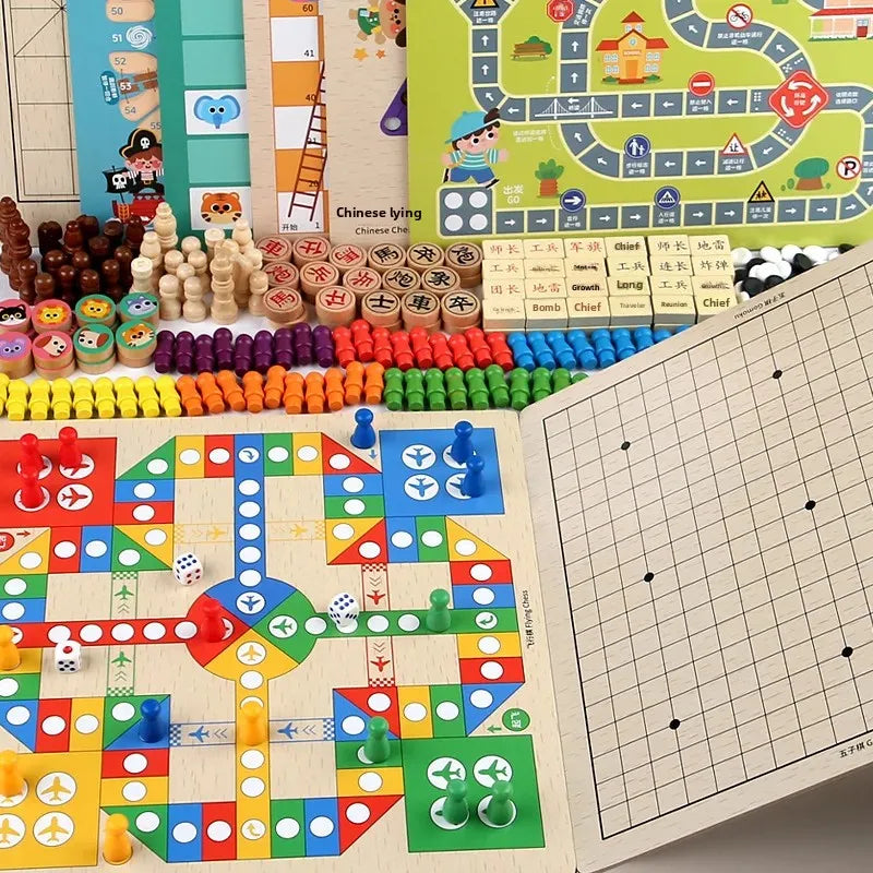 Wooden Chess Game Flying Checkers And Jumping Chess Two-In-One Interactive Parent-Child Tabletop Game Children's Educational Toy