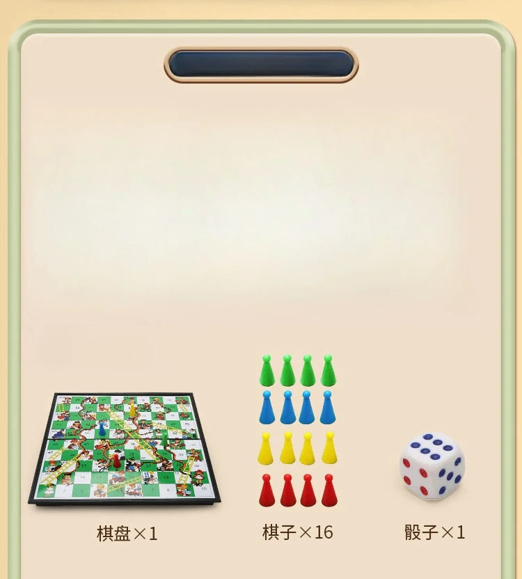 Magnetic 9-in-1 Board Game Table, Large Carpet, Flying Chess/Checkers/Chess/Snake/Backgammon/Quadruple/Tic-Tac-Toe, House Party