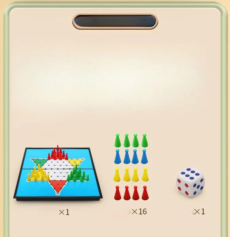 Magnetic 9-in-1 Board Game Table, Large Carpet, Flying Chess/Checkers/Chess/Snake/Backgammon/Quadruple/Tic-Tac-Toe, House Party