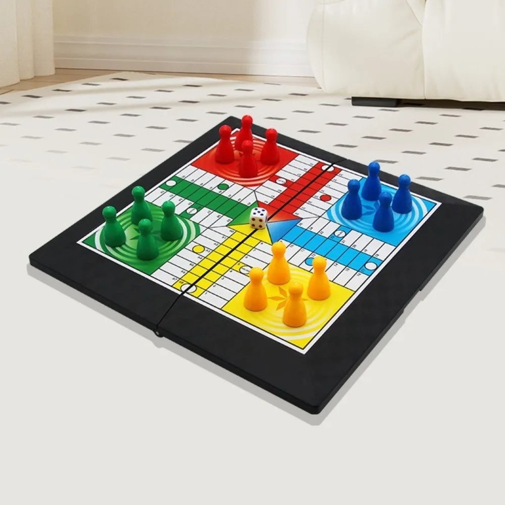 Classic Foldable Ludo Game Set Parent Child Interaction Strategy Game Flying Chess Educational Toy for Teens Kids