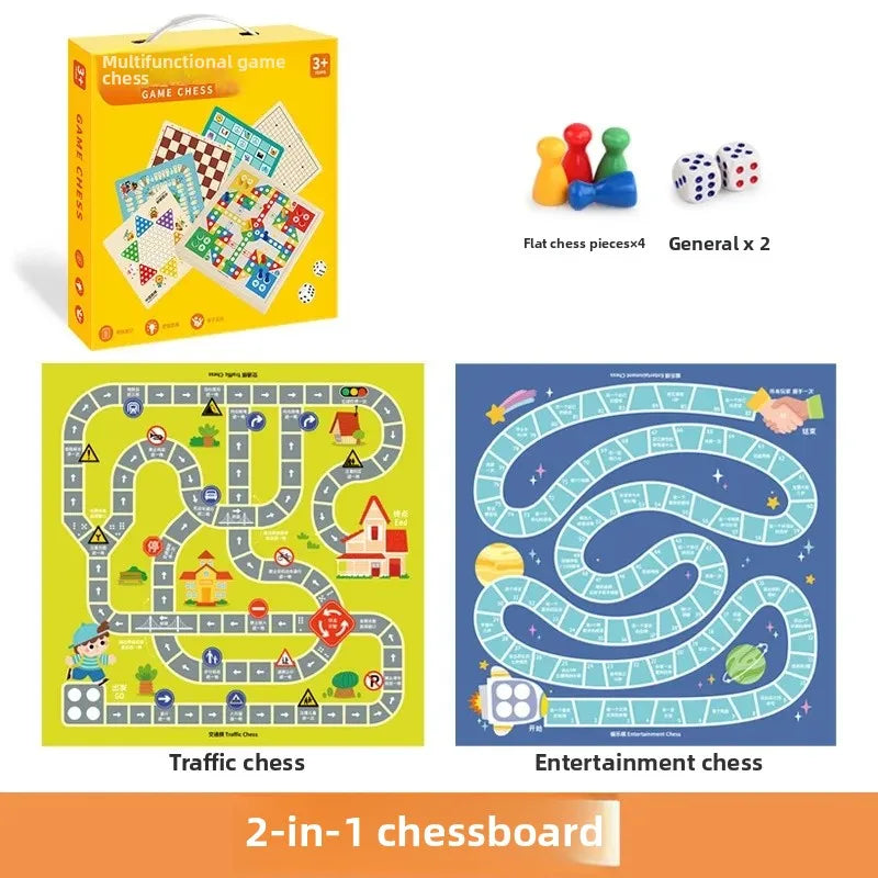 Wooden Chess Game Flying Checkers And Jumping Chess Two-In-One Interactive Parent-Child Tabletop Game Children's Educational Toy