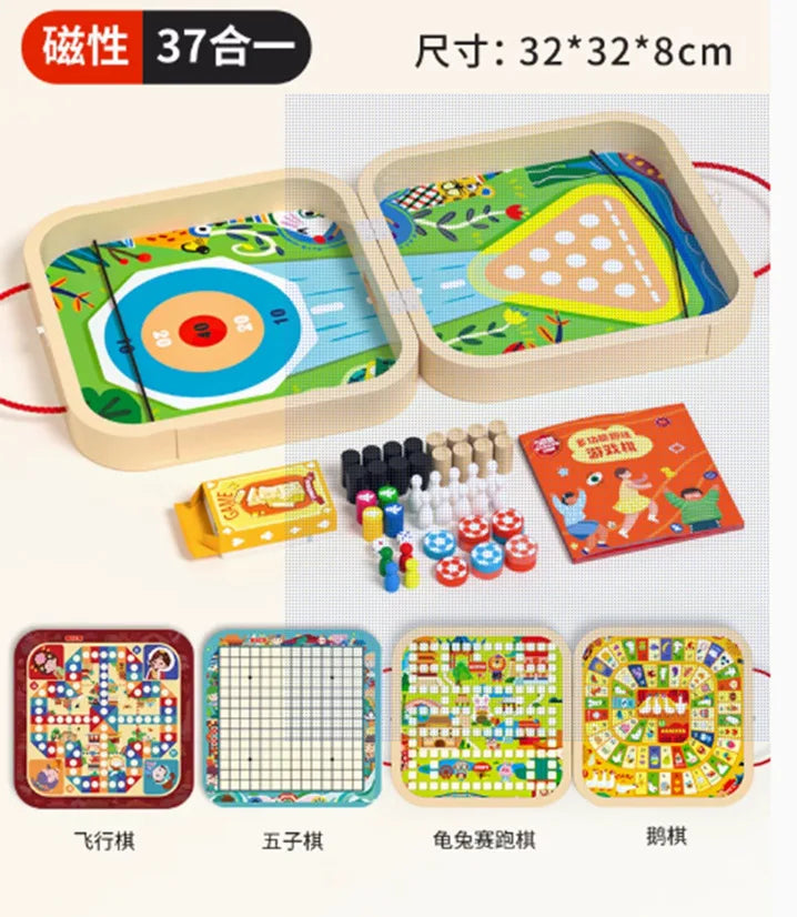 Wooden multi-functional chess board checkers flying chess Gozi chess multi-in-one board game parent-child interactive
