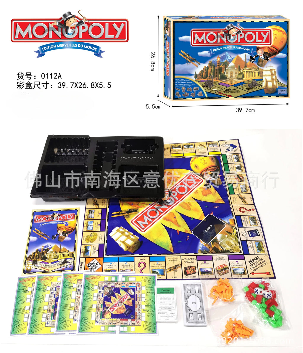 Hot French Monopoly World Tour Board Game Russian Cards