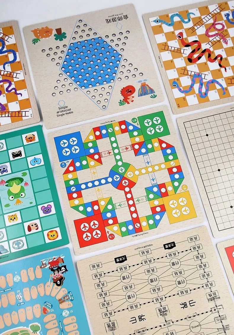 Wooden Chess Game Flying Checkers And Jumping Chess Two-In-One Interactive Parent-Child Tabletop Game Children's Educational Toy