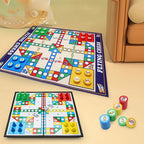 Magnetic 9-in-1 Board Game Table, Large Carpet, Flying Chess/Checkers/Chess/Snake/Backgammon/Quadruple/Tic-Tac-Toe, House Party