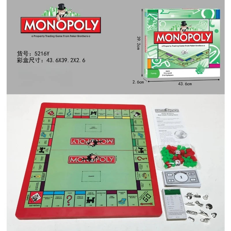 Popular English version of Monopoly World Tour Table Game Cards, Party Game