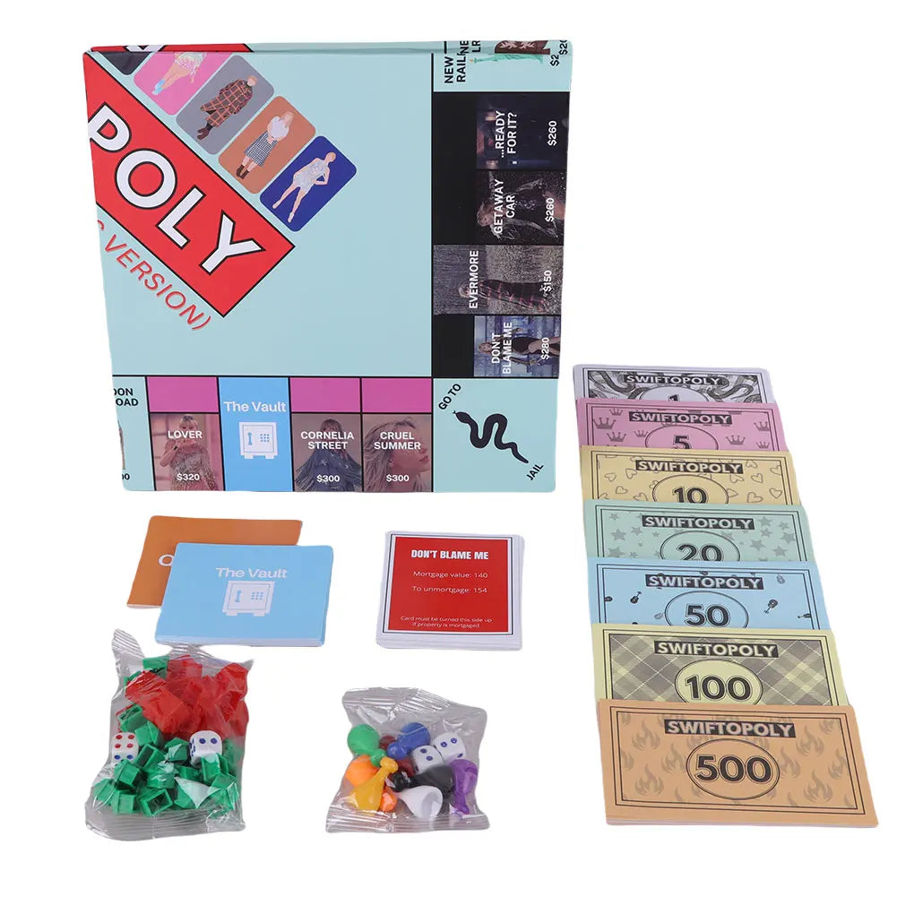 Board Game Set for Swifties Monopoly Board Game Fun Party Family Interactive Chess Games Swiftopoly Board Game for Taylor's Fans
