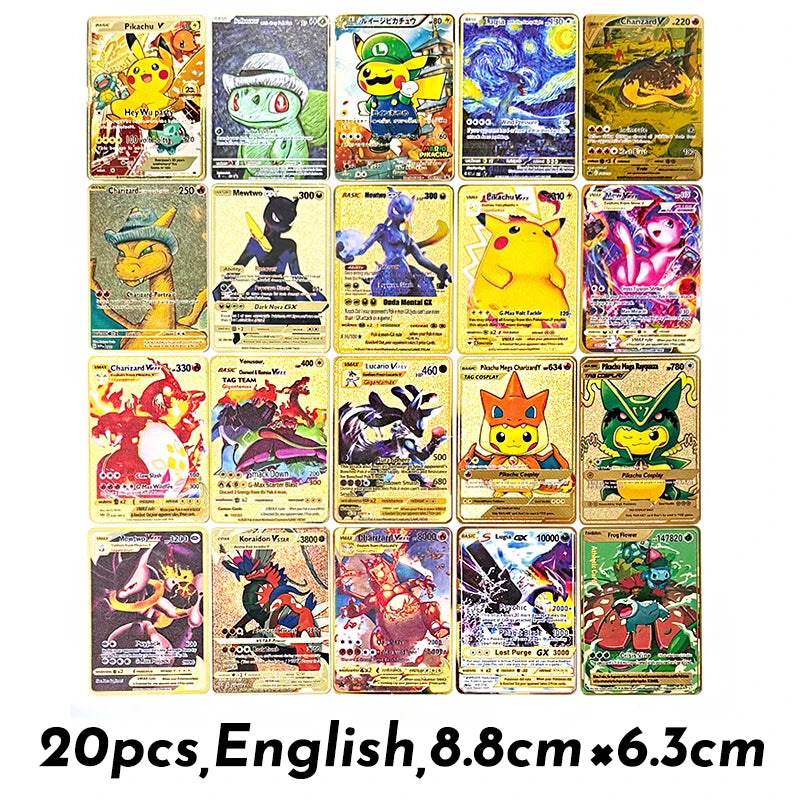 Anime Cartoon Pocket English Metal Card Mewtwo Vmax GX EX Series Arceus Charizard Raichu Collection Battle Cards Children's Gift