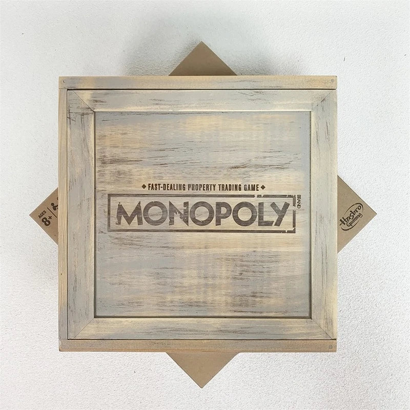 Hasbro Real Estate Tycoon Monopoly Rustic Series Monopoly Wooden Box Retro Collection Edition Board Game