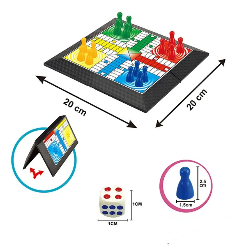 Classic Foldable Ludo Game Set Parent Child Interaction Strategy Game Flying Chess Educational Toy for Teens Kids