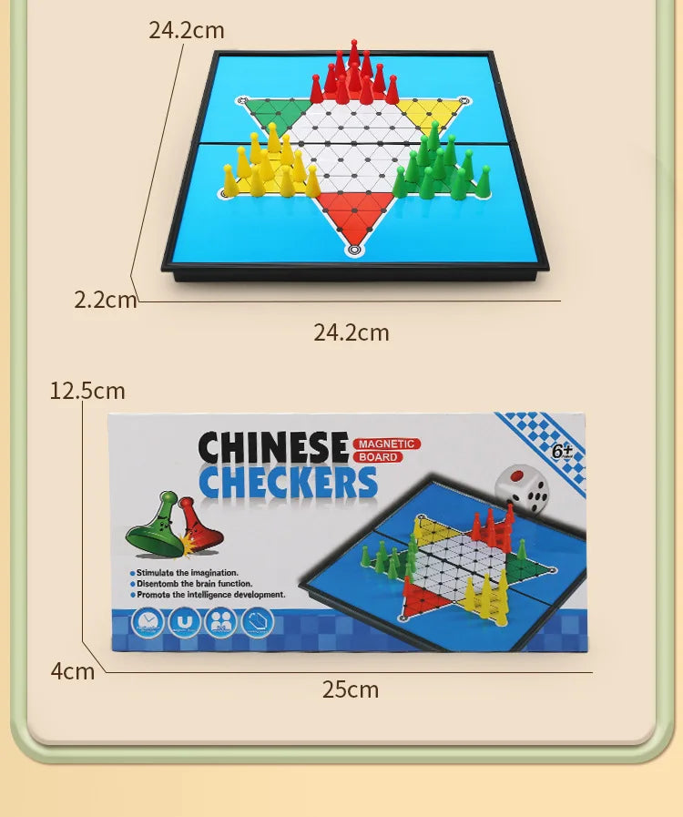 Magnetic 9-in-1 Board Game Table, Large Carpet, Flying Chess/Checkers/Chess/Snake/Backgammon/Quadruple/Tic-Tac-Toe, House Party