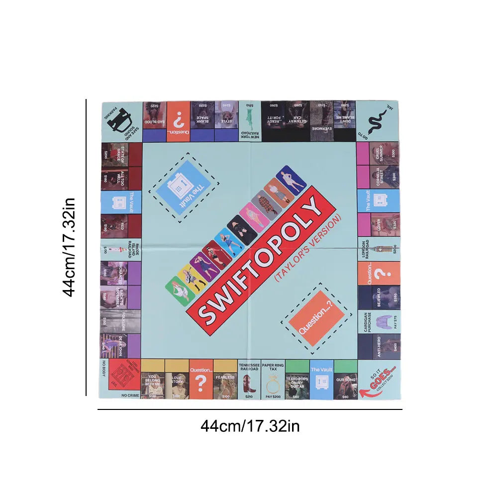 Board Game Set for Swifties Monopoly Board Game Fun Party Family Interactive Chess Games Swiftopoly Board Game for Taylor's Fans