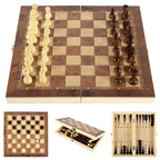 1pc Chess Othello / Western Chess 3 in 1 Wooden Foldable Desktop Games Multifunctional Leisure Puzzle Chess Games