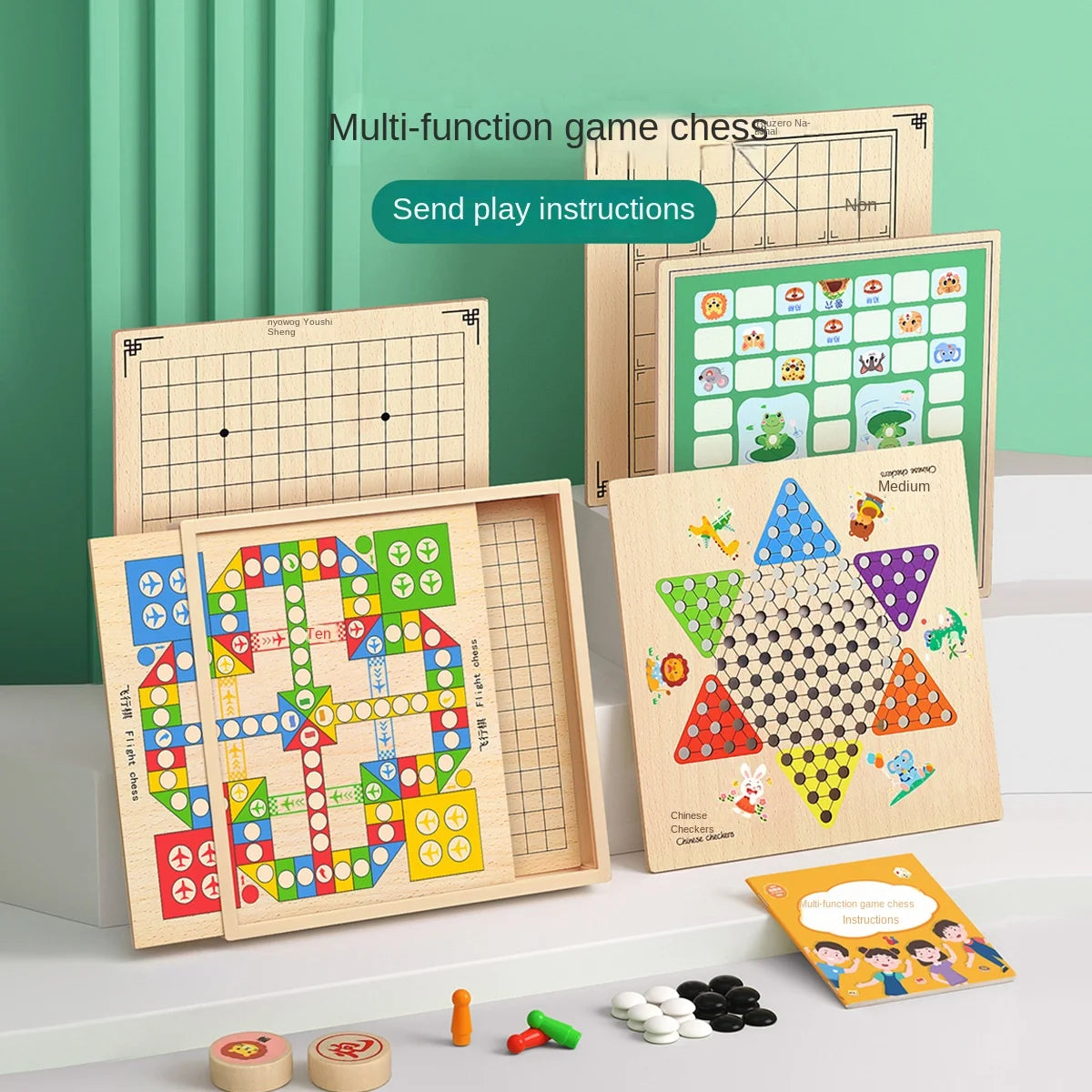 Gozi Chess Flying Chess Checkers Children's Edition Multi-function Chess Board Multi-in-One Chess Educational Toys Primary