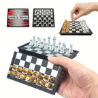 Mini Magnetic Chess Board Games, Small Portable Folding Chess  Classic Backgammon Checkers Travel Set Toys for Kids Adult Gift