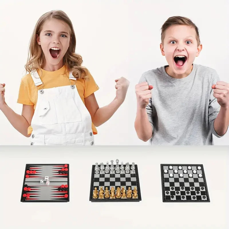 Mini Magnetic Chess Board Games, Small Portable Folding Chess  Classic Backgammon Checkers Travel Set Toys for Kids Adult Gift