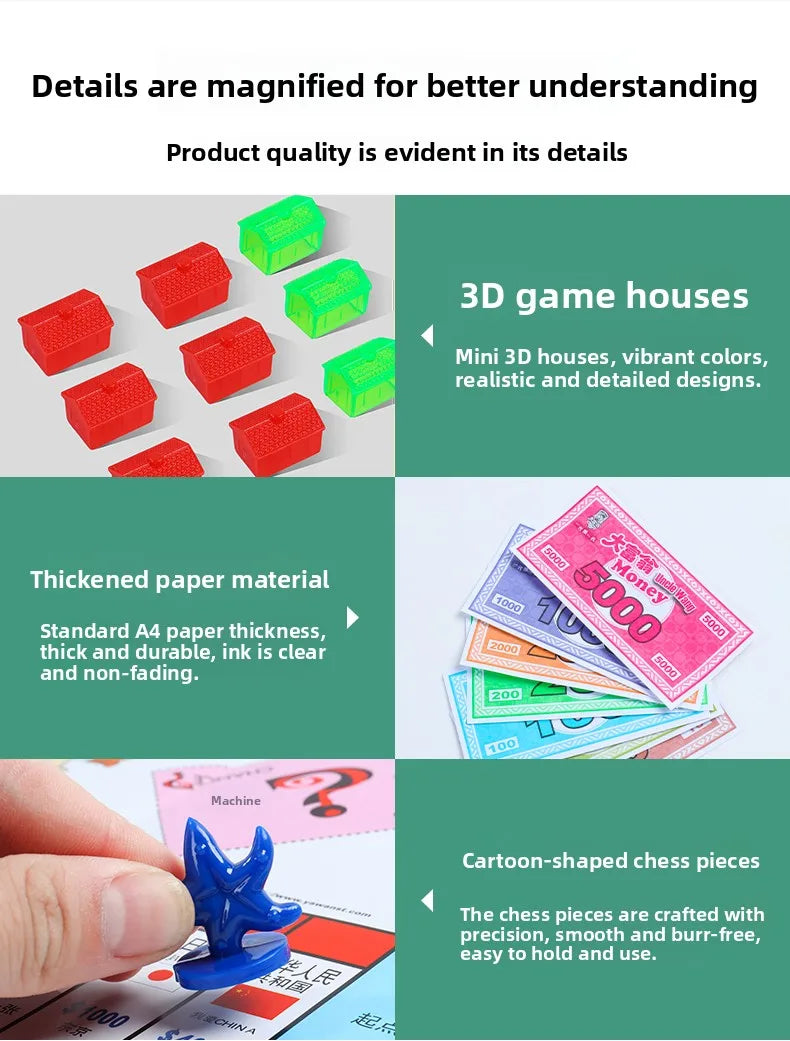 Monopoly Luxury Edition Classic Board Game World Tour for Adults Children's Gift Ideal for Fly Fun And Eonal Play