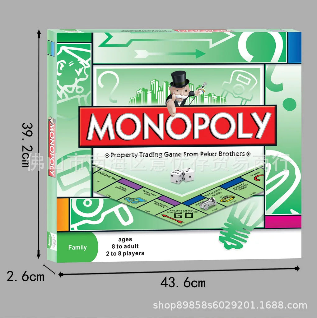 Hot selling English version of Monopoly World Tour board game cards
