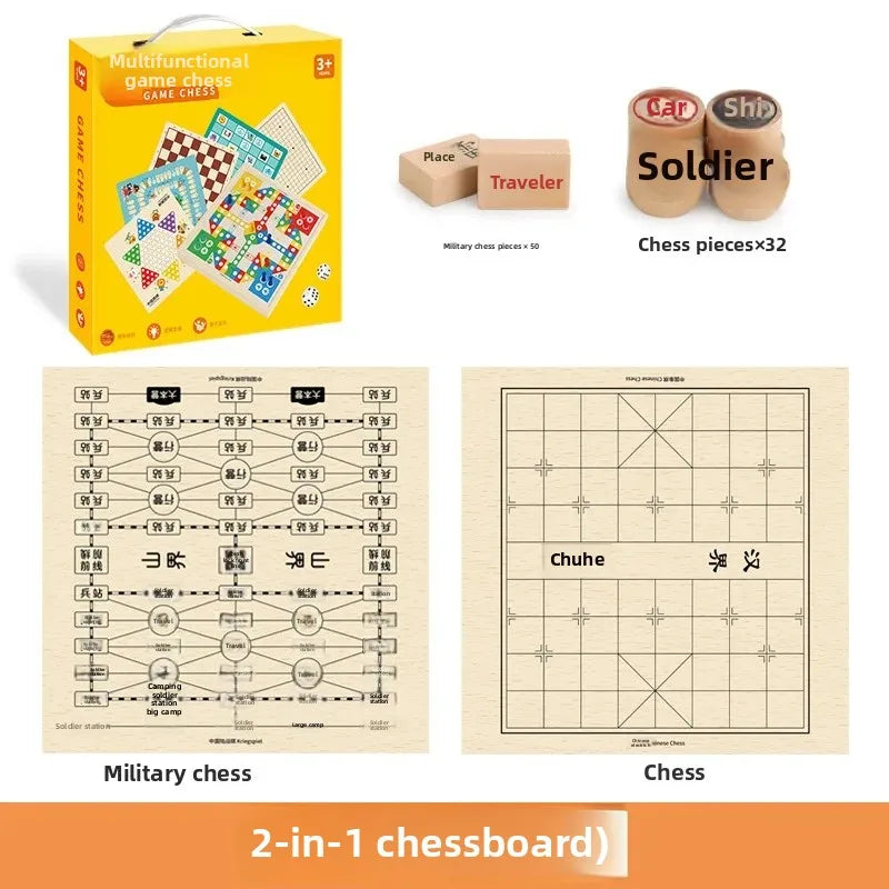 Wooden Chess Game Flying Checkers And Jumping Chess Two-In-One Interactive Parent-Child Tabletop Game Children's Educational Toy