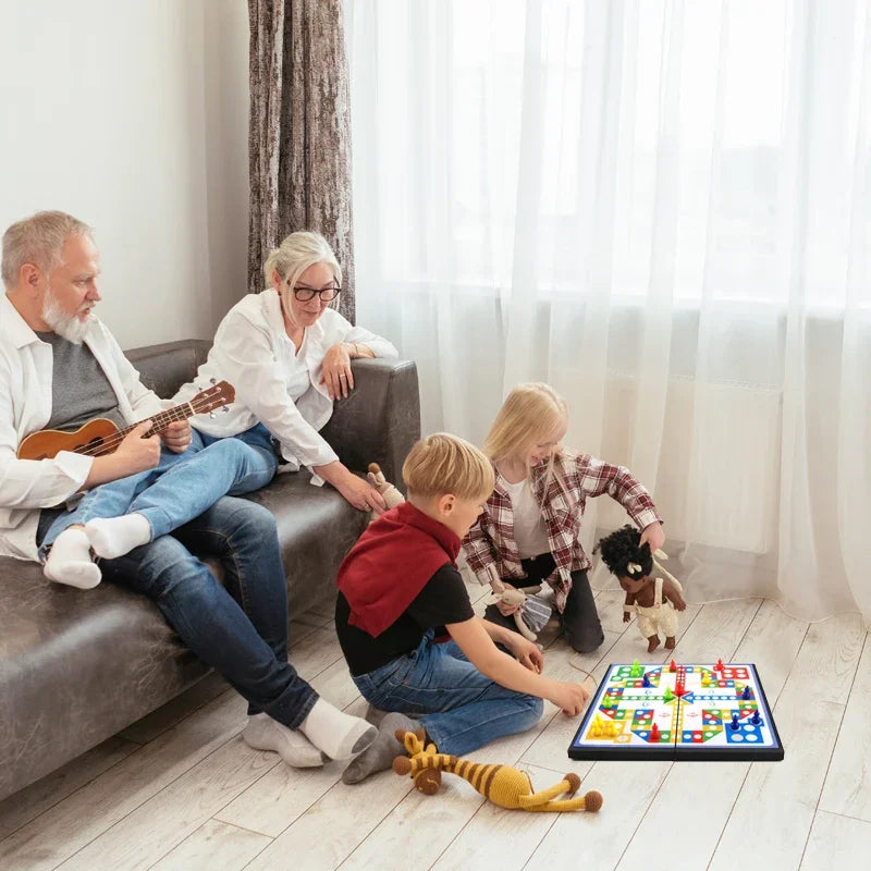 1Set Magnetic Foldable Flying Chess Crawling Mat Ludo Portable Board Game Camping Travel Game Set Aeroplane Chess