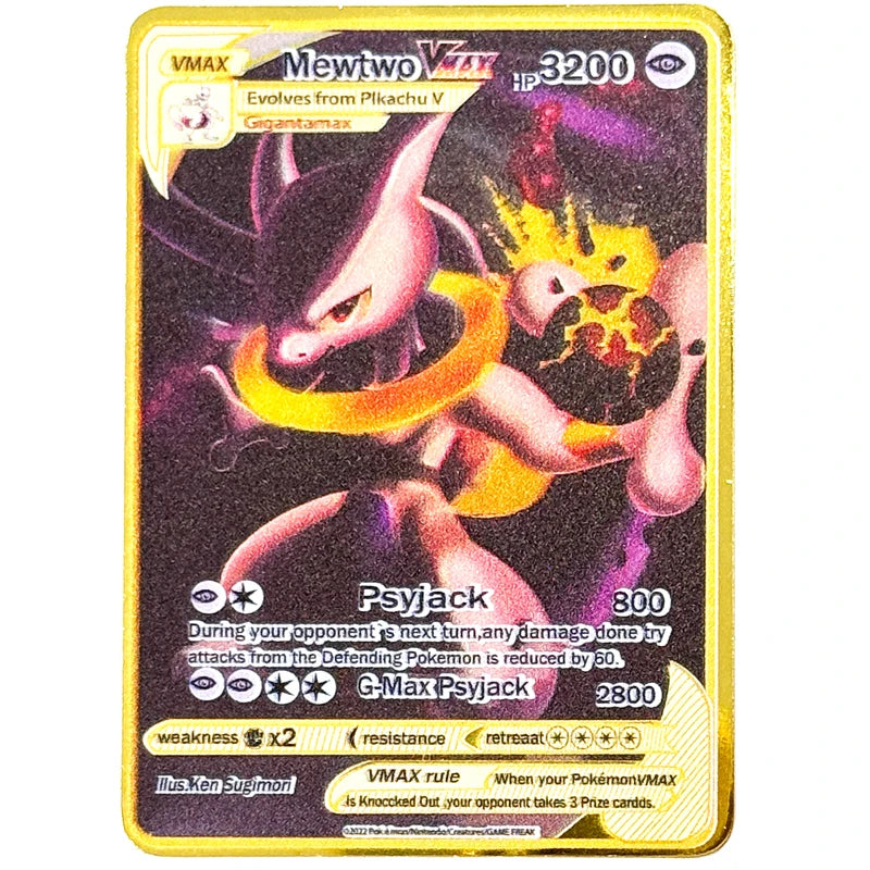 Anime Cartoon Pocket English Metal Card Mewtwo Vmax GX EX Series Arceus Charizard Raichu Collection Battle Cards Children's Gift