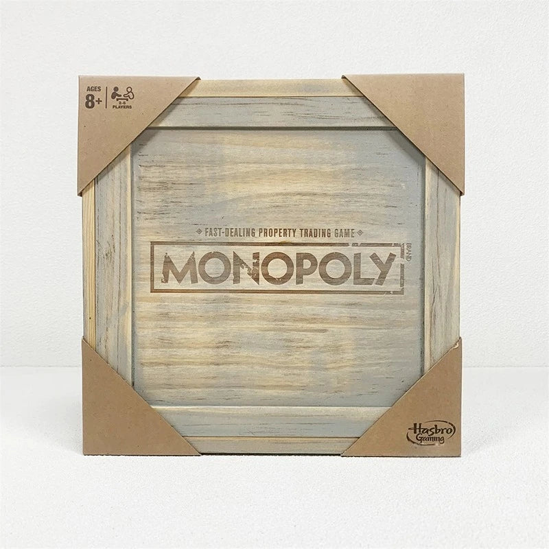 Hasbro Real Estate Tycoon Monopoly Rustic Series Monopoly Wooden Box Retro Collection Edition Board Game