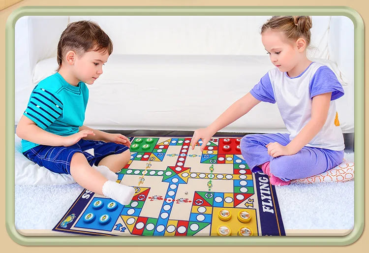 Magnetic 9-in-1 Board Game Table, Large Carpet, Flying Chess/Checkers/Chess/Snake/Backgammon/Quadruple/Tic-Tac-Toe, House Party